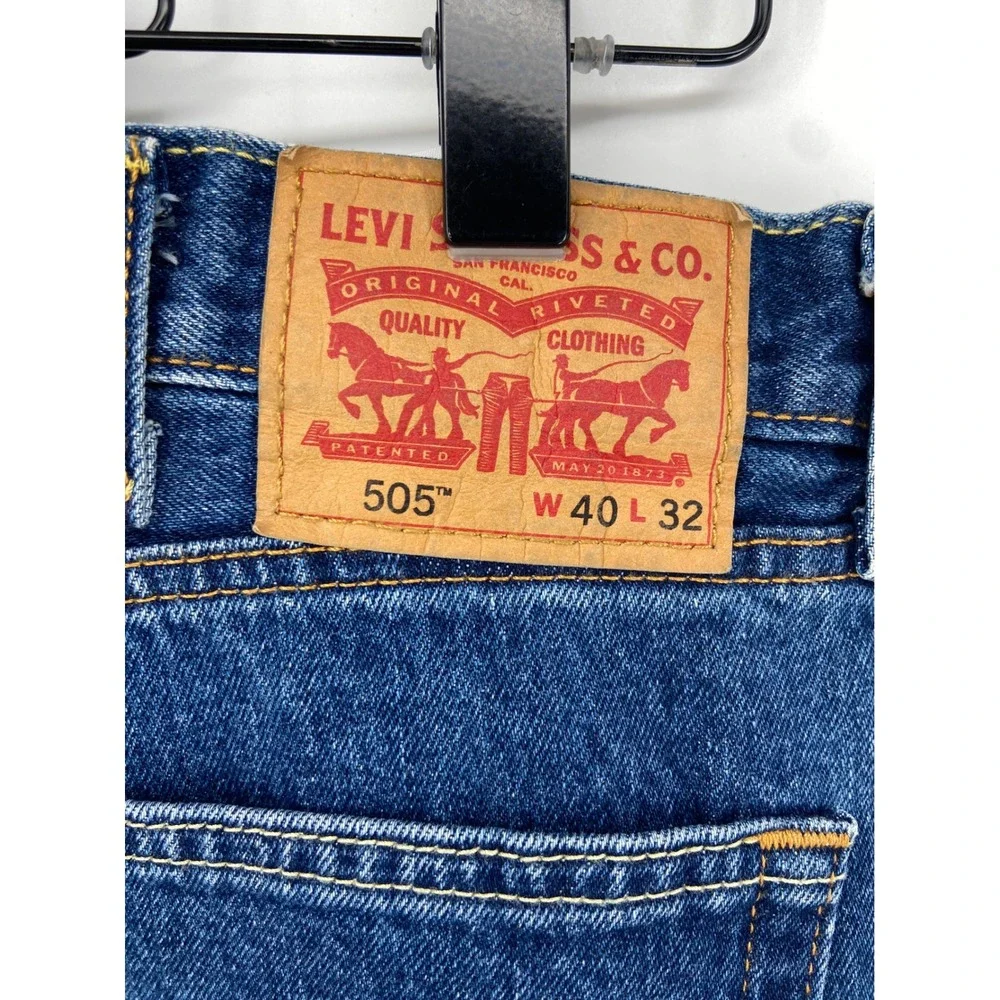 Levi 505 Jeans Mens 40x32 Blue Classic Straight Leg Zip Comfort Denim Cowboy NWT